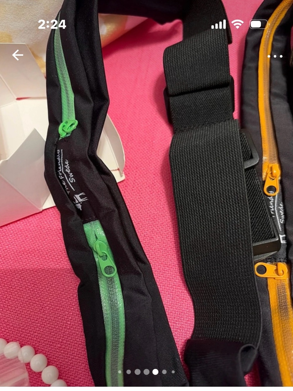 Black Waist Belt with Orange Zipper Pocket